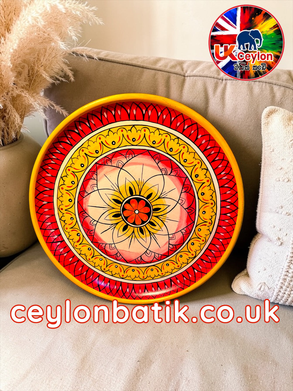 Ceylon Lotus Heritage Mahogany Wall Plate Décor 12"