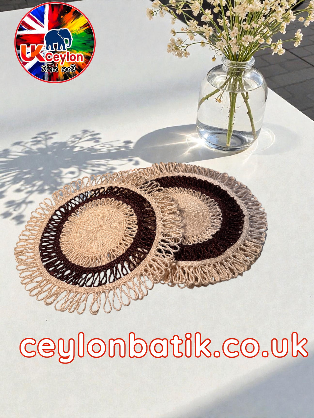 Handwoven Hana Table Mat – 8” | හන වියන ලද table Mat 8” (6 per pack)