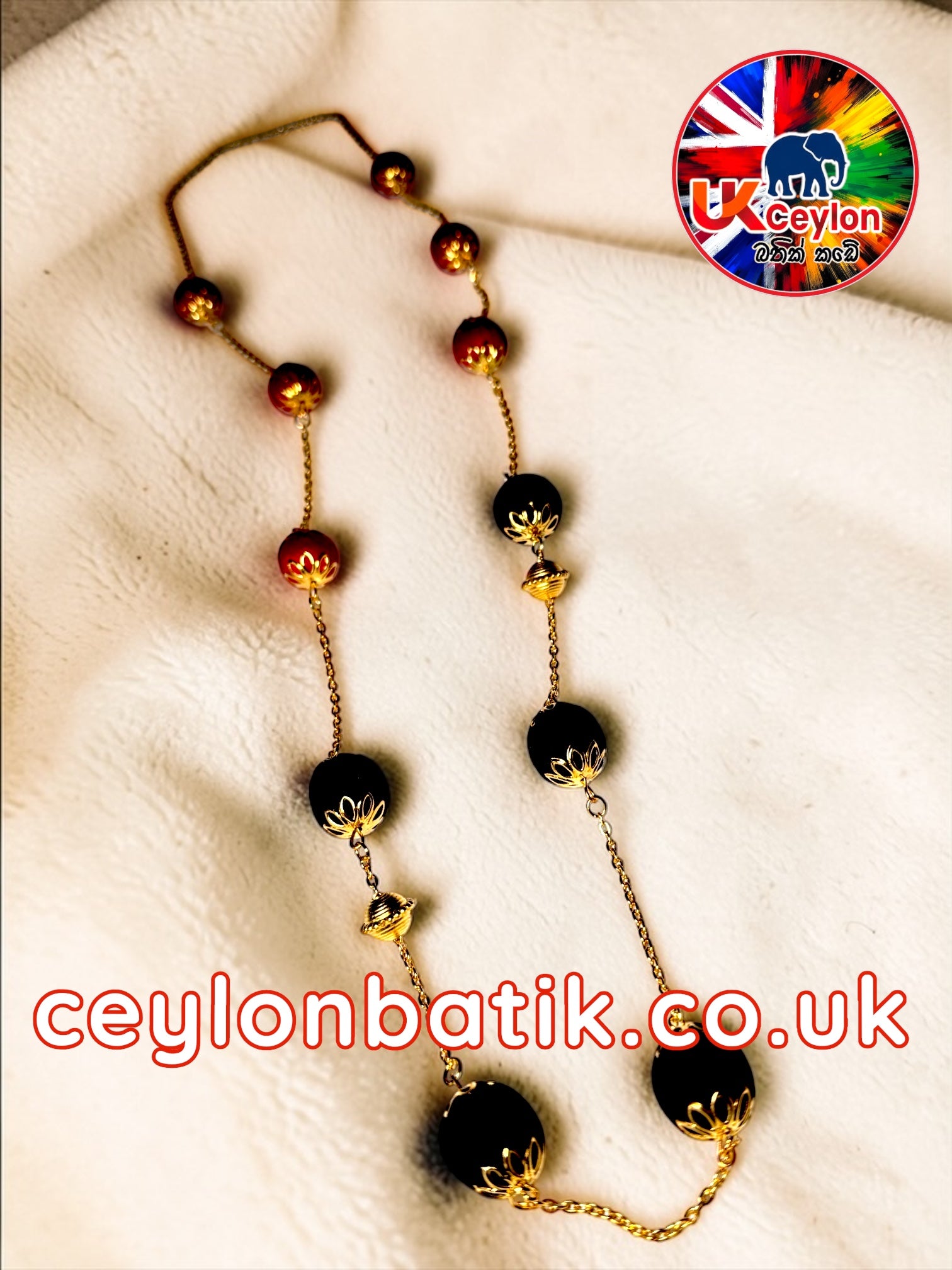 Ceylon Royal Agasthi Necklace – Handmade Silk Thread Kandyan Jewellery (තනිපොට අගස්ති – Kandyan Style)