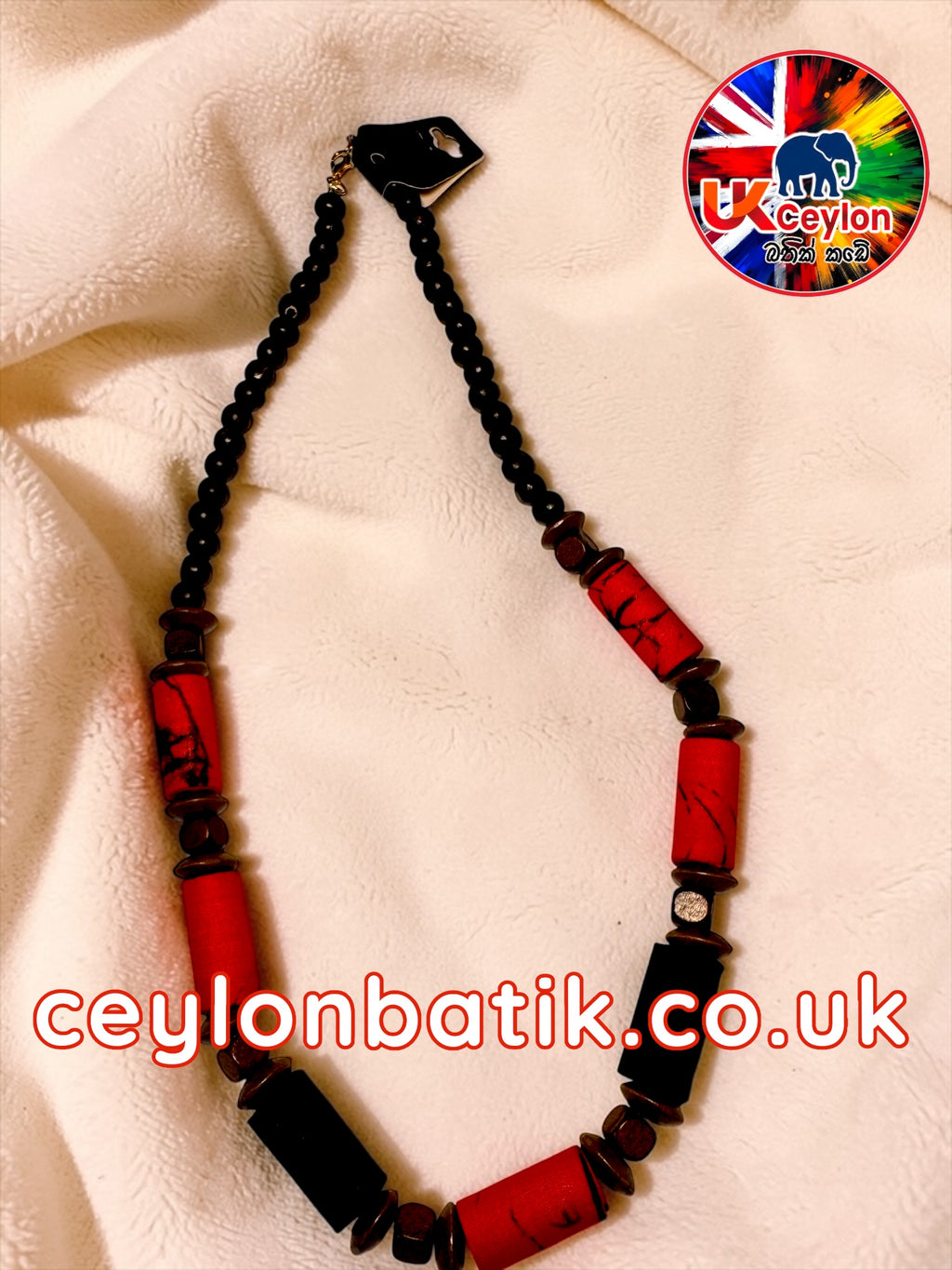 Ceylon Batik Fabric Necklace – Handmade Statement Jewellery