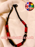 Ceylon Batik Fabric Necklace – Handmade Statement Jewellery