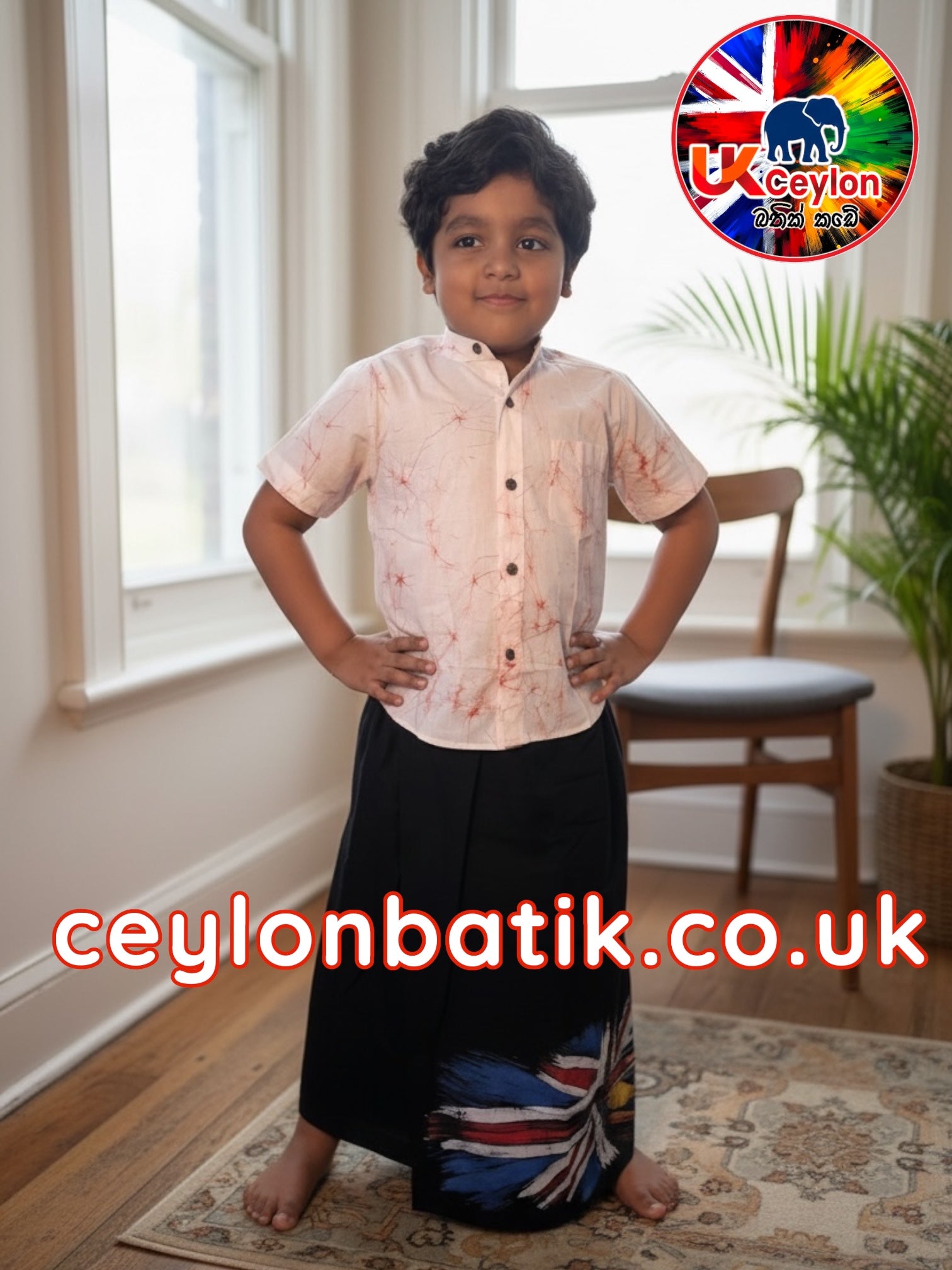 Little Ceylon Avurudu Royal Batik Set – Boys Sarong & Shirt | Awurudu Edition 2026
