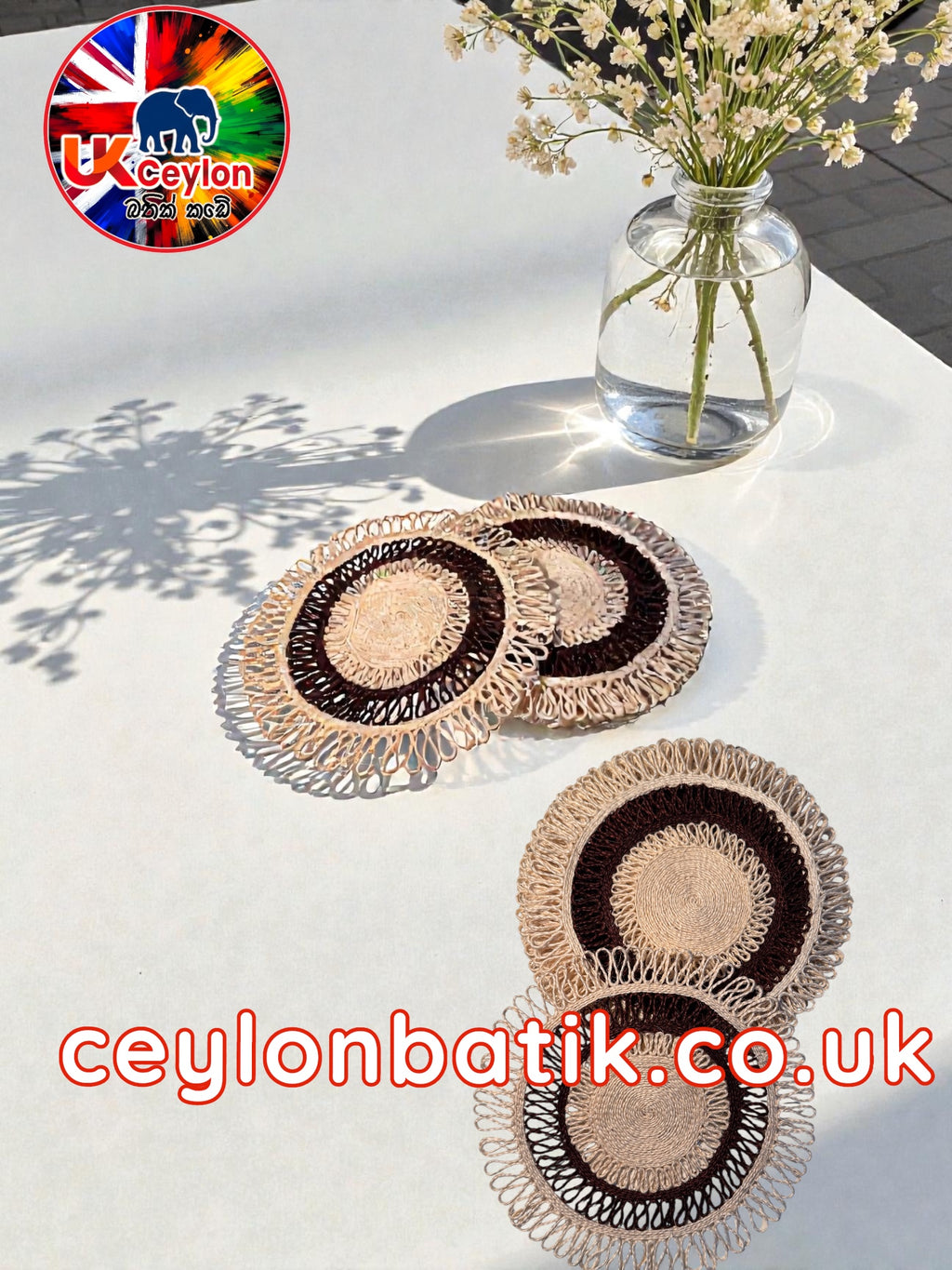 Handwoven Hana Table Mat – 8” | හන වියන ලද table Mat 8” (6 per pack)