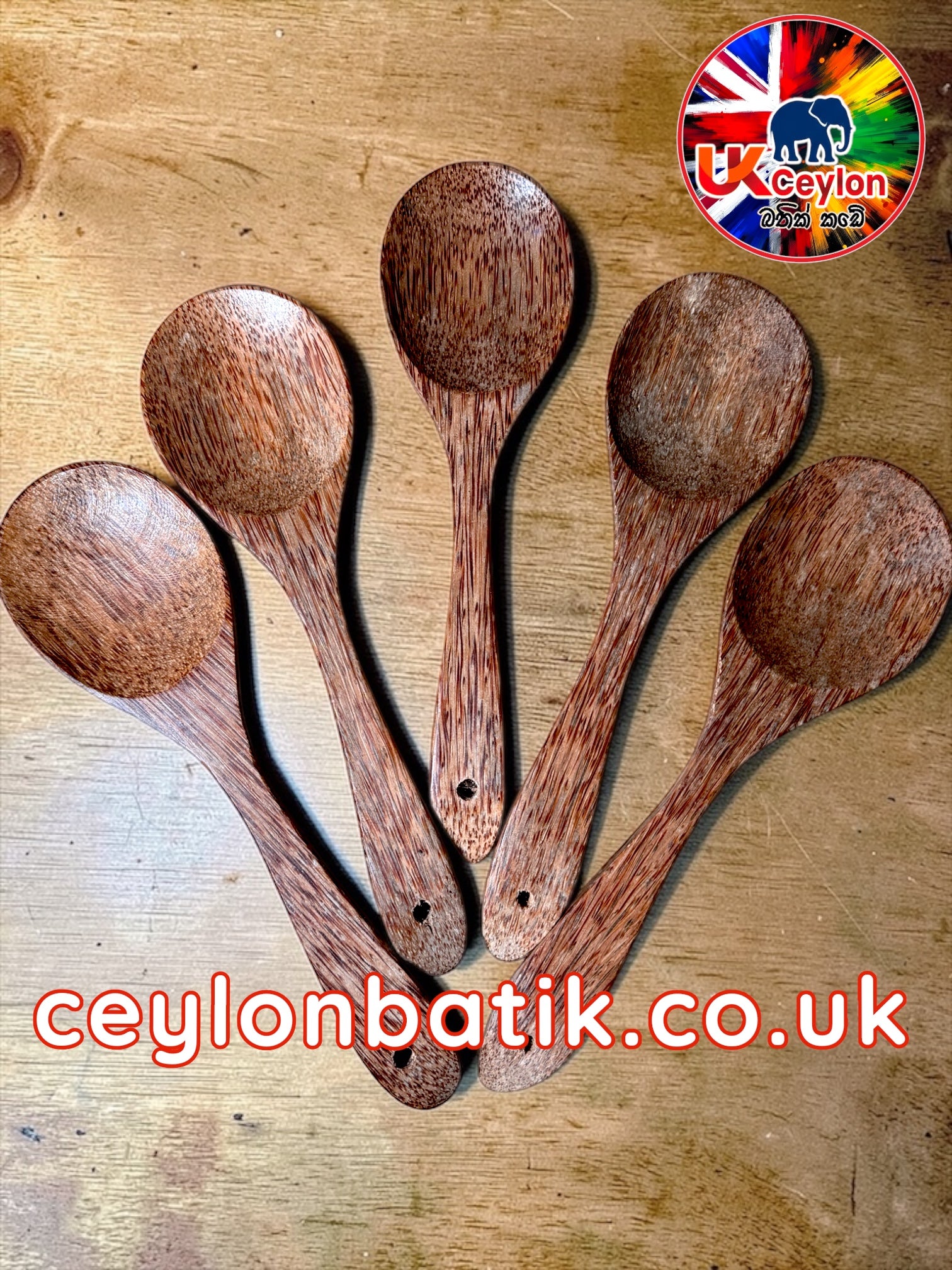 Ceylon Coconut Wood Spoon – Natural Cooking Spoon | පොල් ලී හැන්ද (Rice & Curry Serving Spoon)