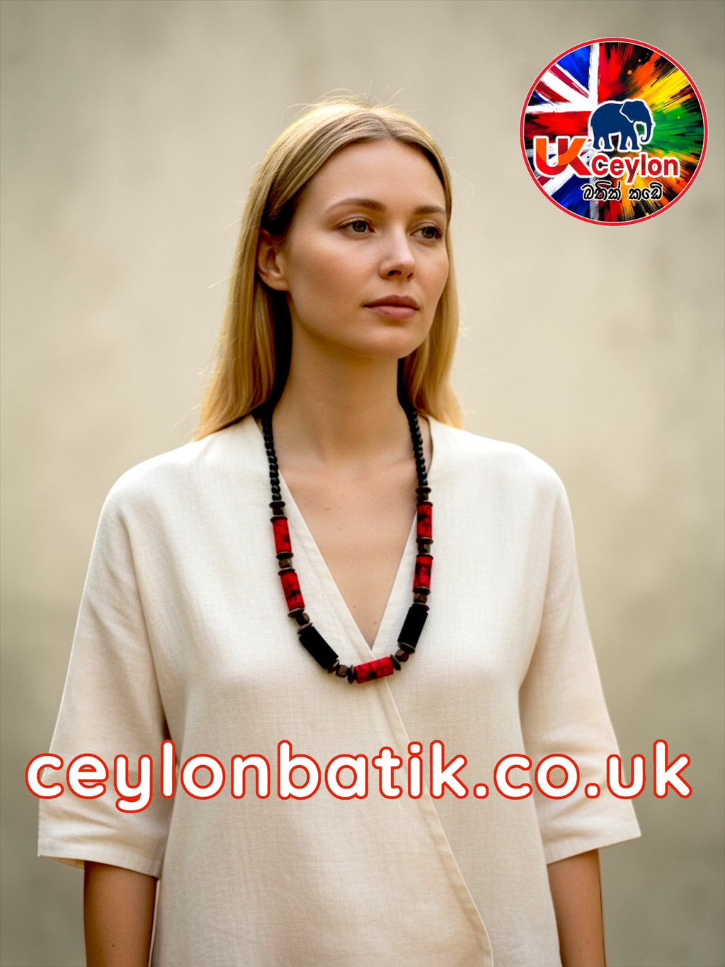 Ceylon Batik Fabric Necklace – Handmade Statement Jewellery
