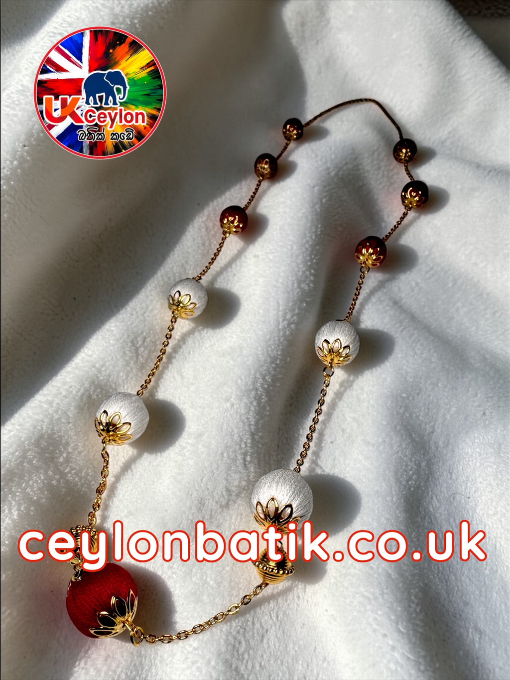 Ceylon Royal Agasthi Necklace – Handmade Silk Thread Kandyan Jewellery (තනිපොට අගස්ති – Kandyan Style)