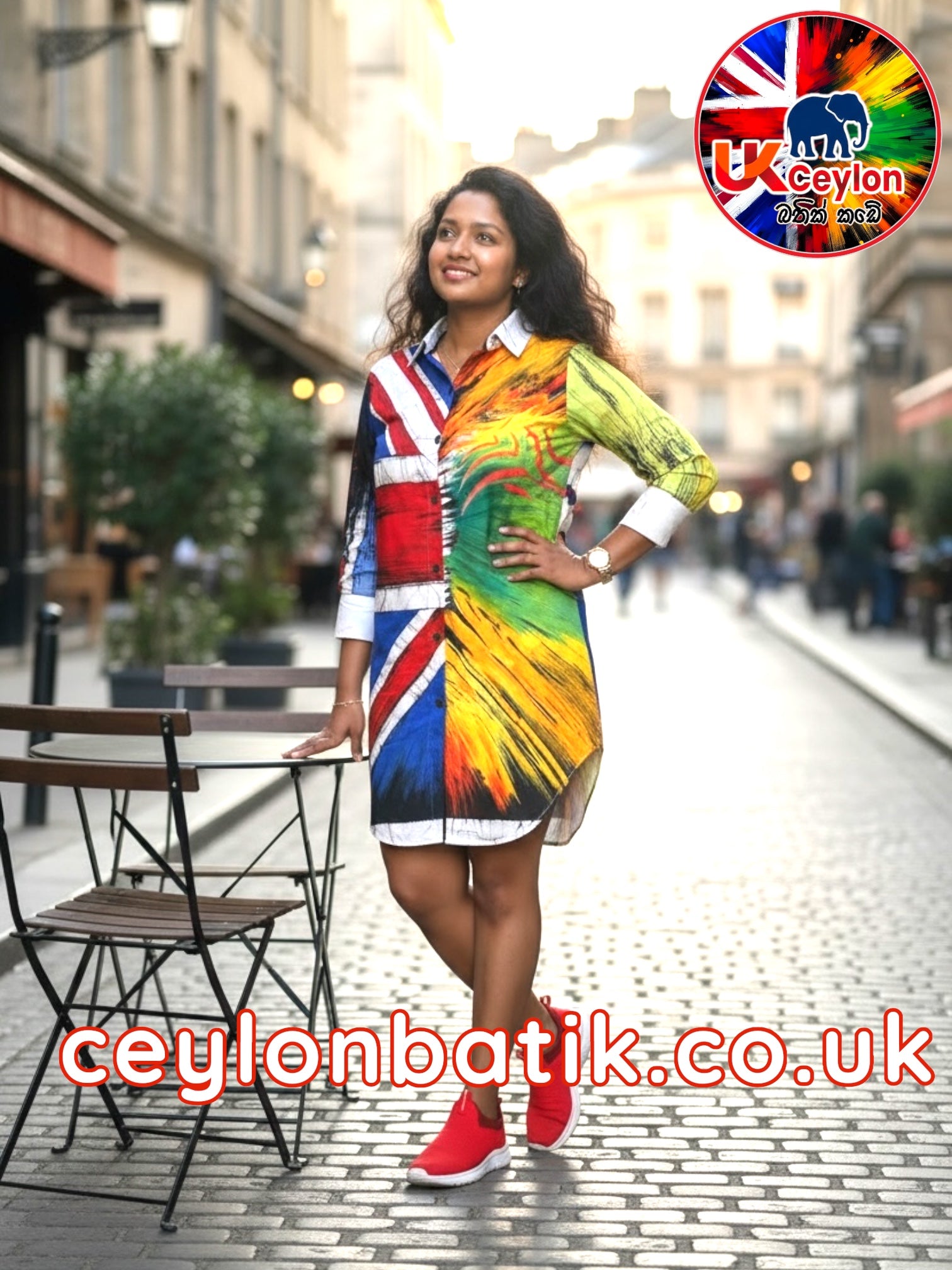 Handcrafted Batik Short Frock | UK & Sri Lanka Flag Edition| Awurudu Edition 2026