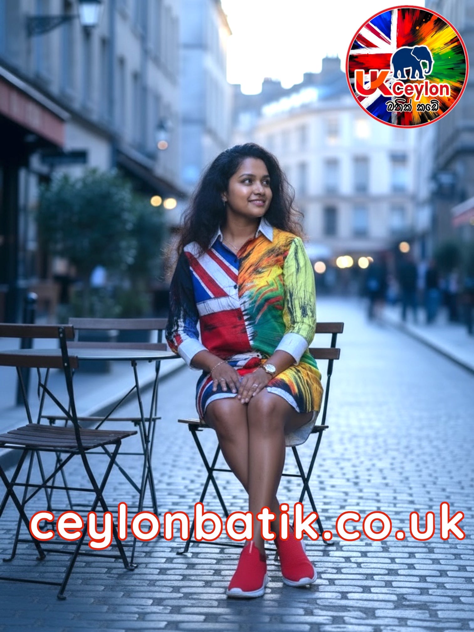 Handcrafted Batik Short Frock | UK & Sri Lanka Flag Edition| Awurudu Edition 2026
