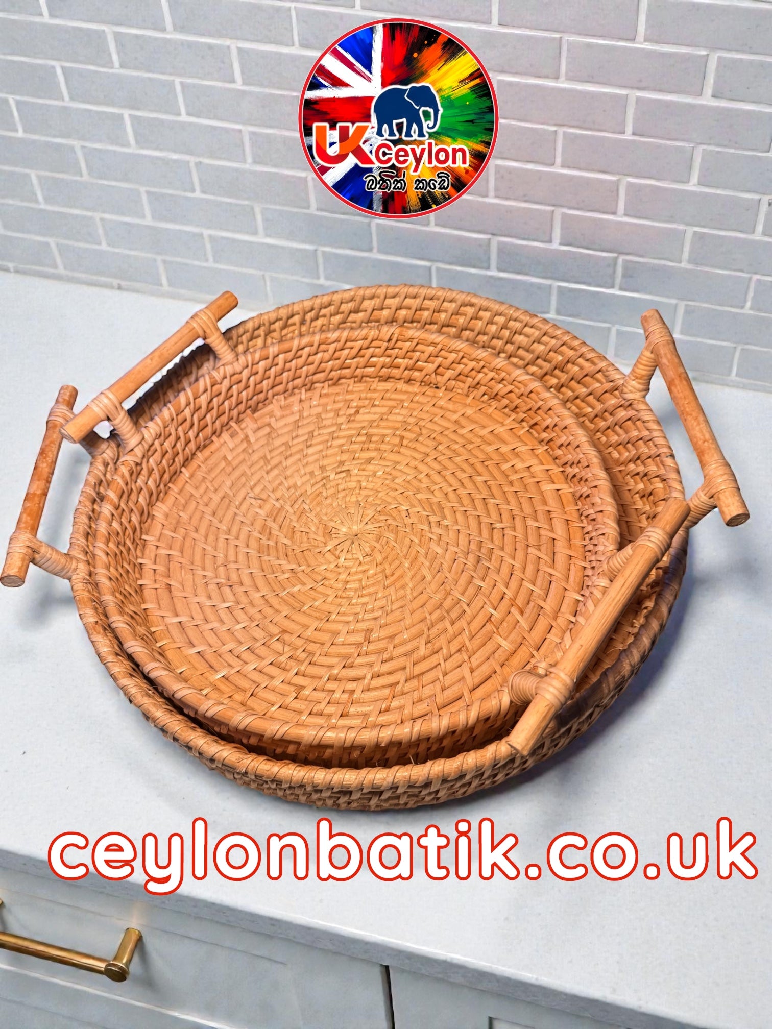 Natural Wewal Woven Tray – 10 inch | ස්වාභාවික වේවැල් තැටි අඟල් 10