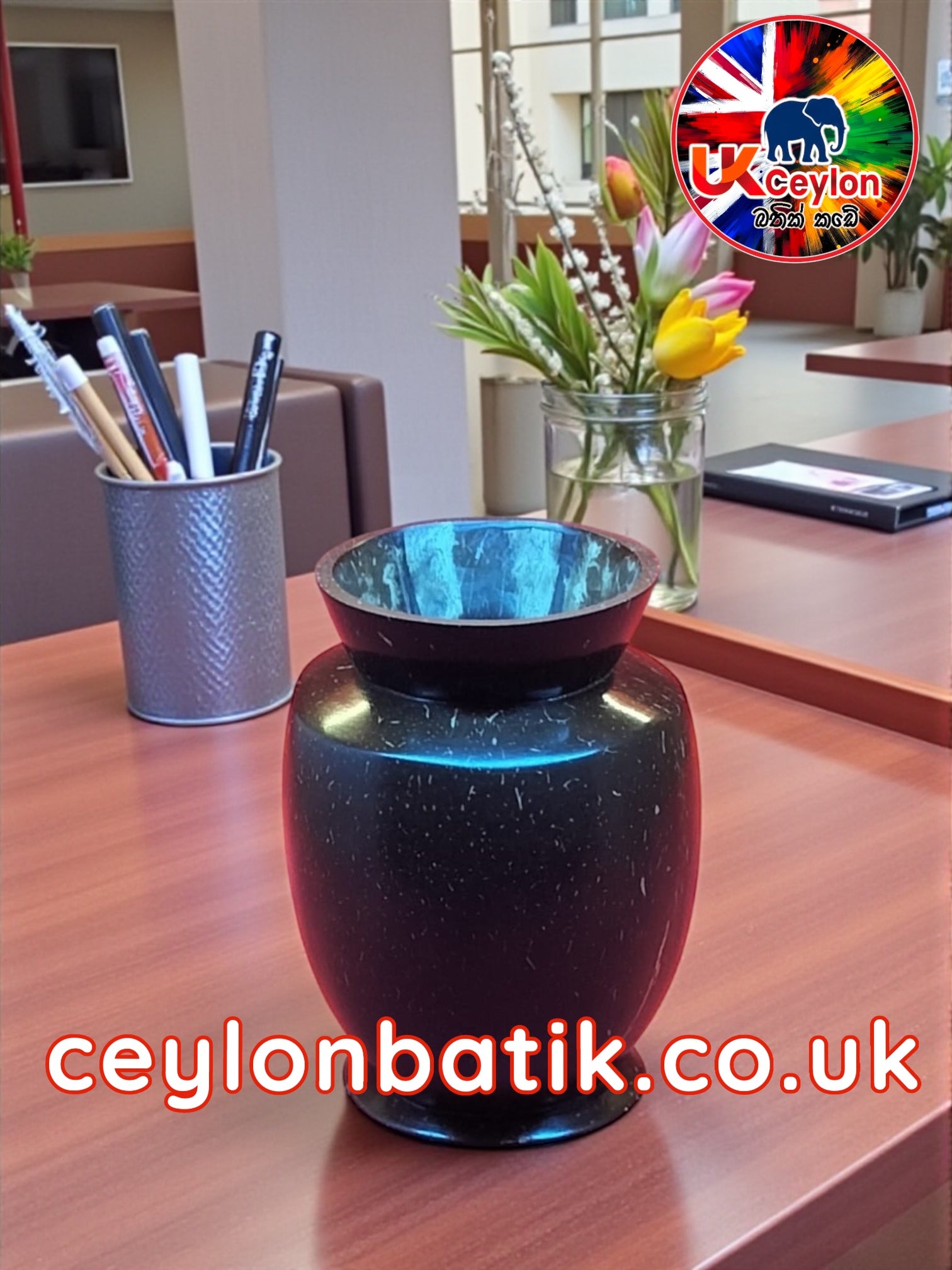 Ecoshell Artisan Pencil Holder | පොල්කටු පෑන් පැන්සල් රඳවනය 4.5 inch