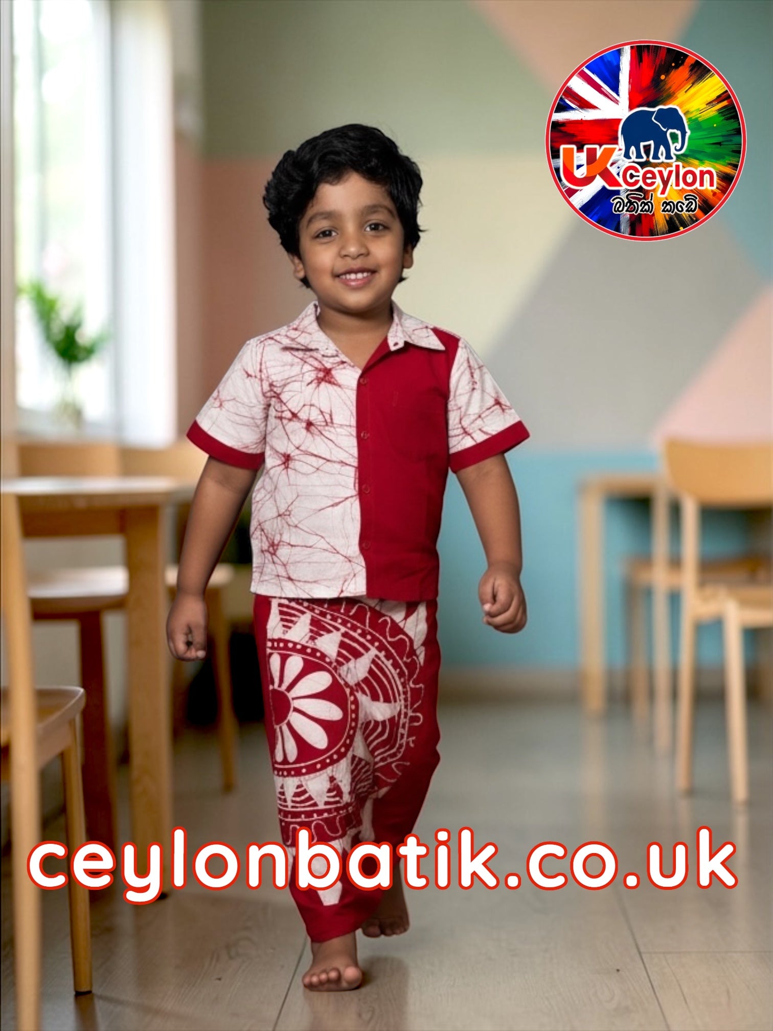Avurudu Little Prince Batik Sarong & Shirt Set  (aged 6–9) | Awurudu Edition 2026