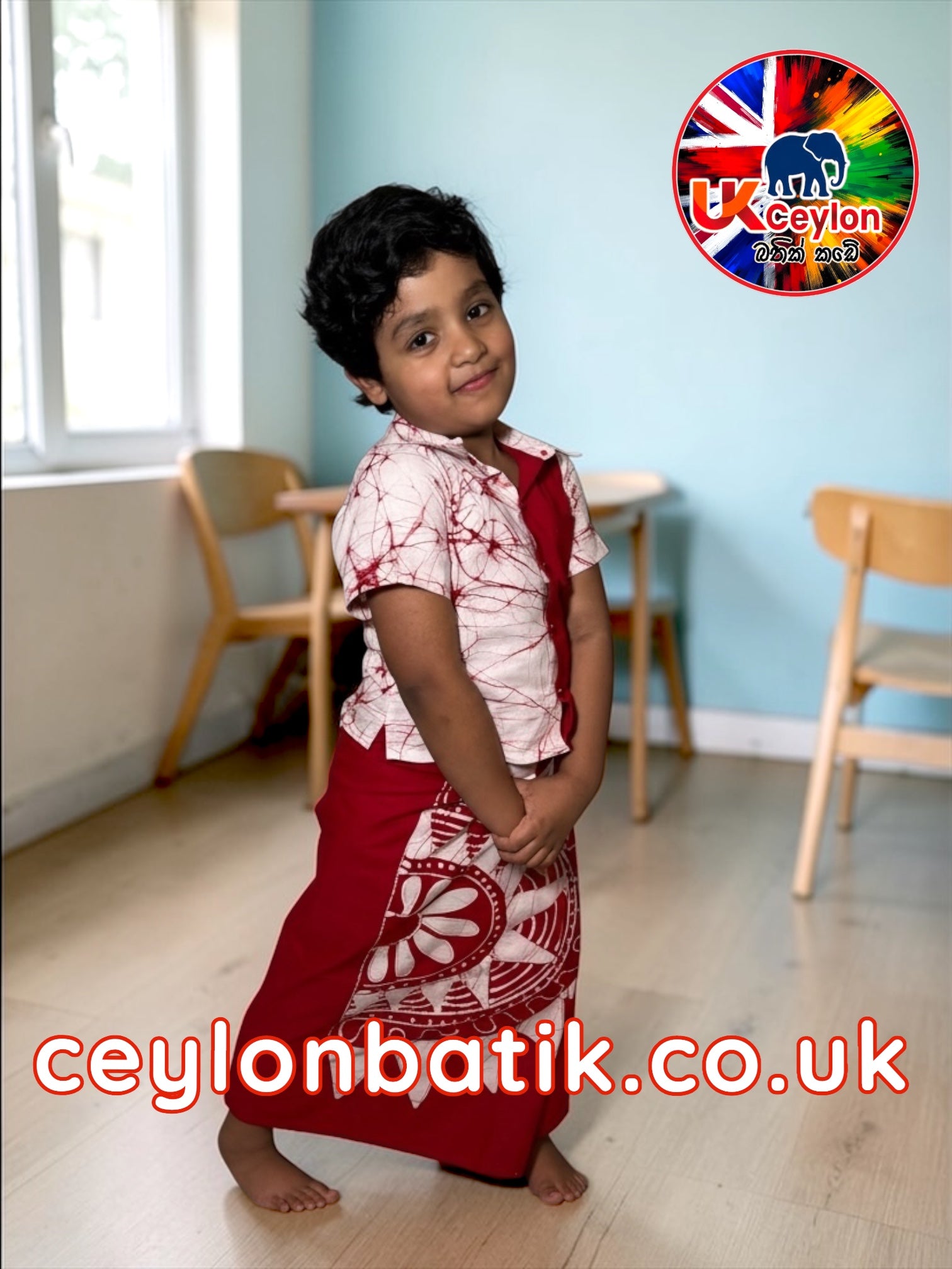 Avurudu Little Prince Batik Sarong & Shirt Set  (aged 6–9) | Awurudu Edition 2026