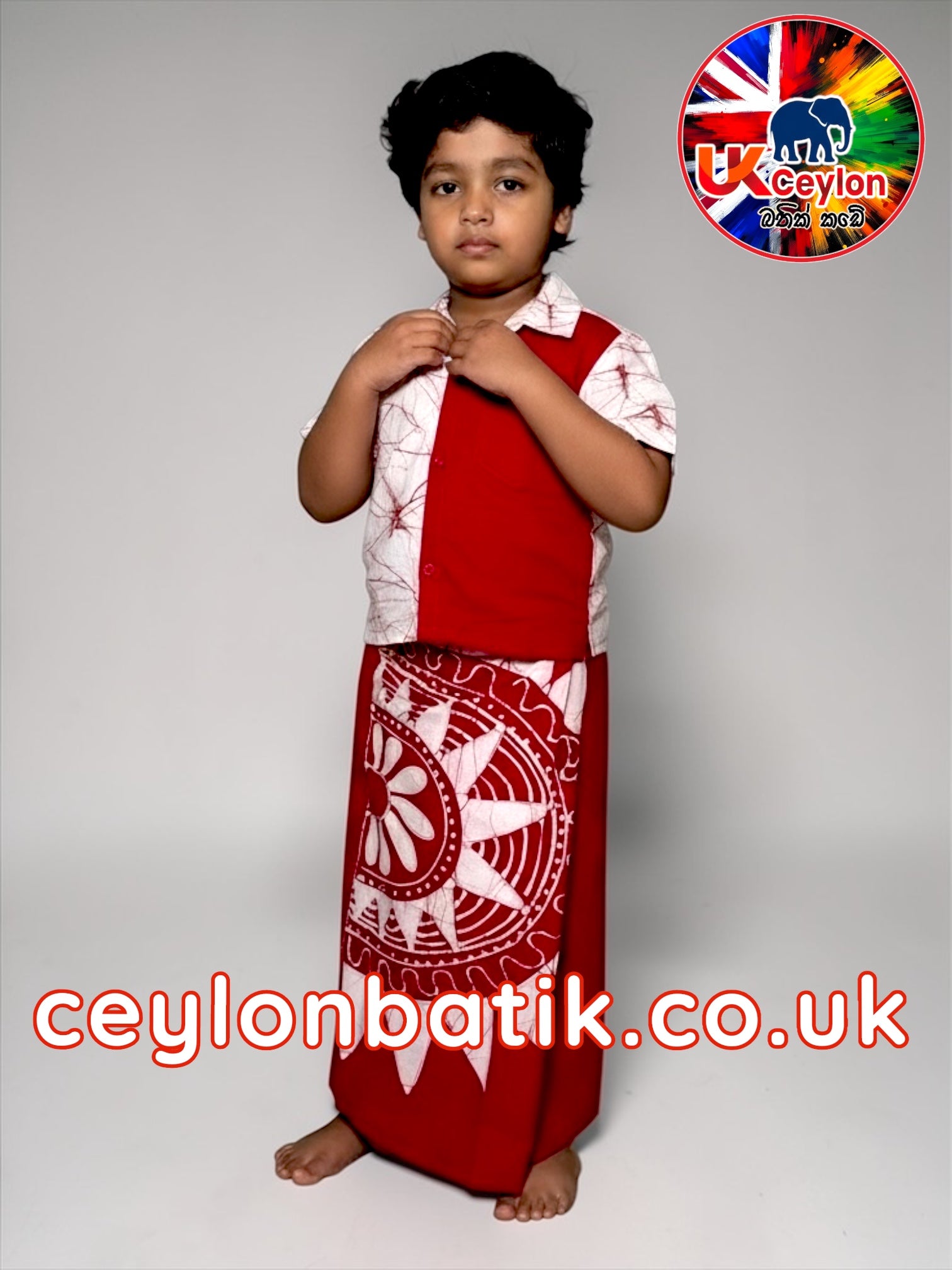 Little Prince Batik Sarong & Shirt Set  (aged 6–9) | Awurudu Edition 2026