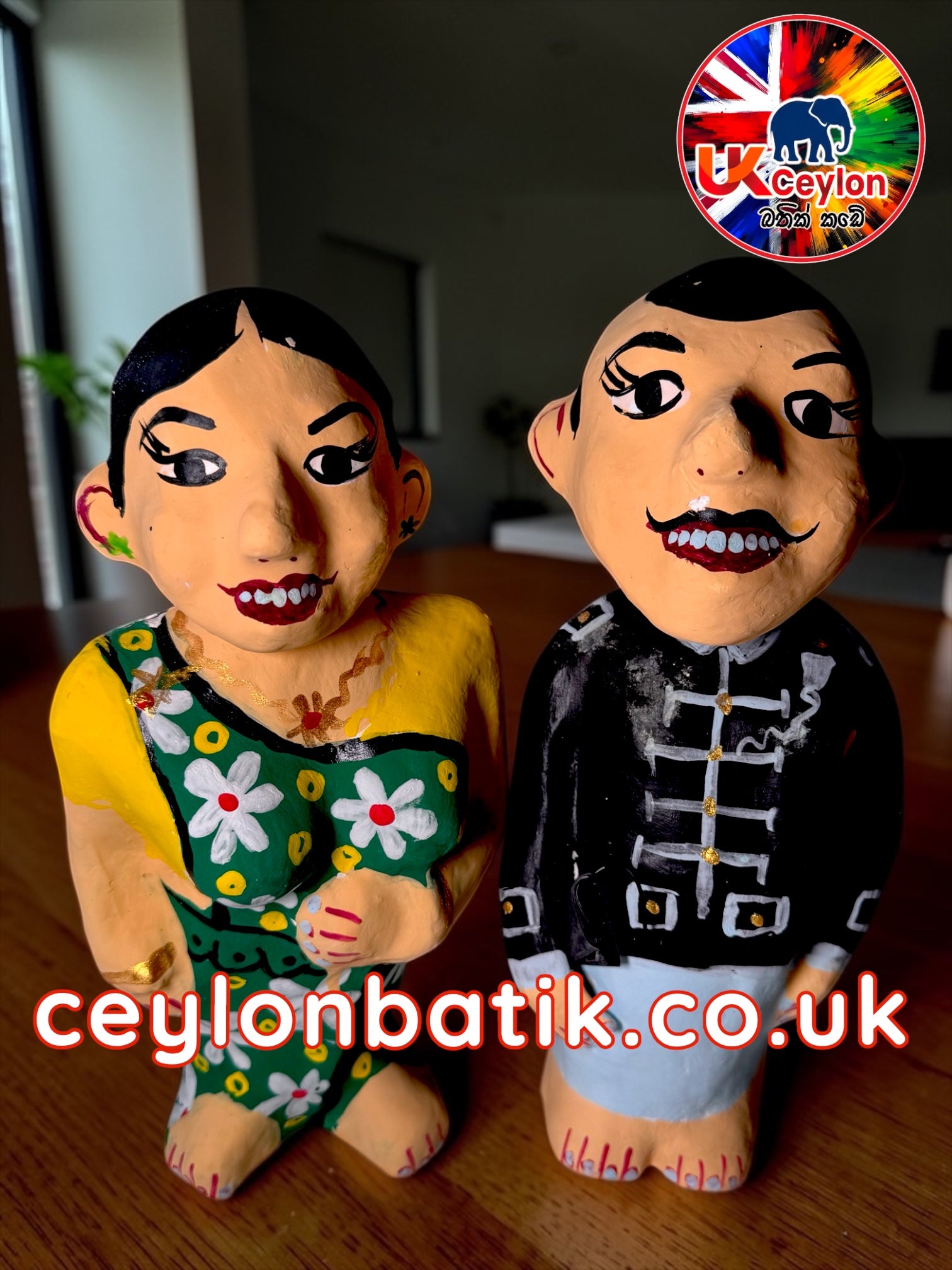 Ceylon Village Charm – Gamarala & Gama Hamine Couple Figurine ගමරාල & ගම හමිනේ ජෝඩුව