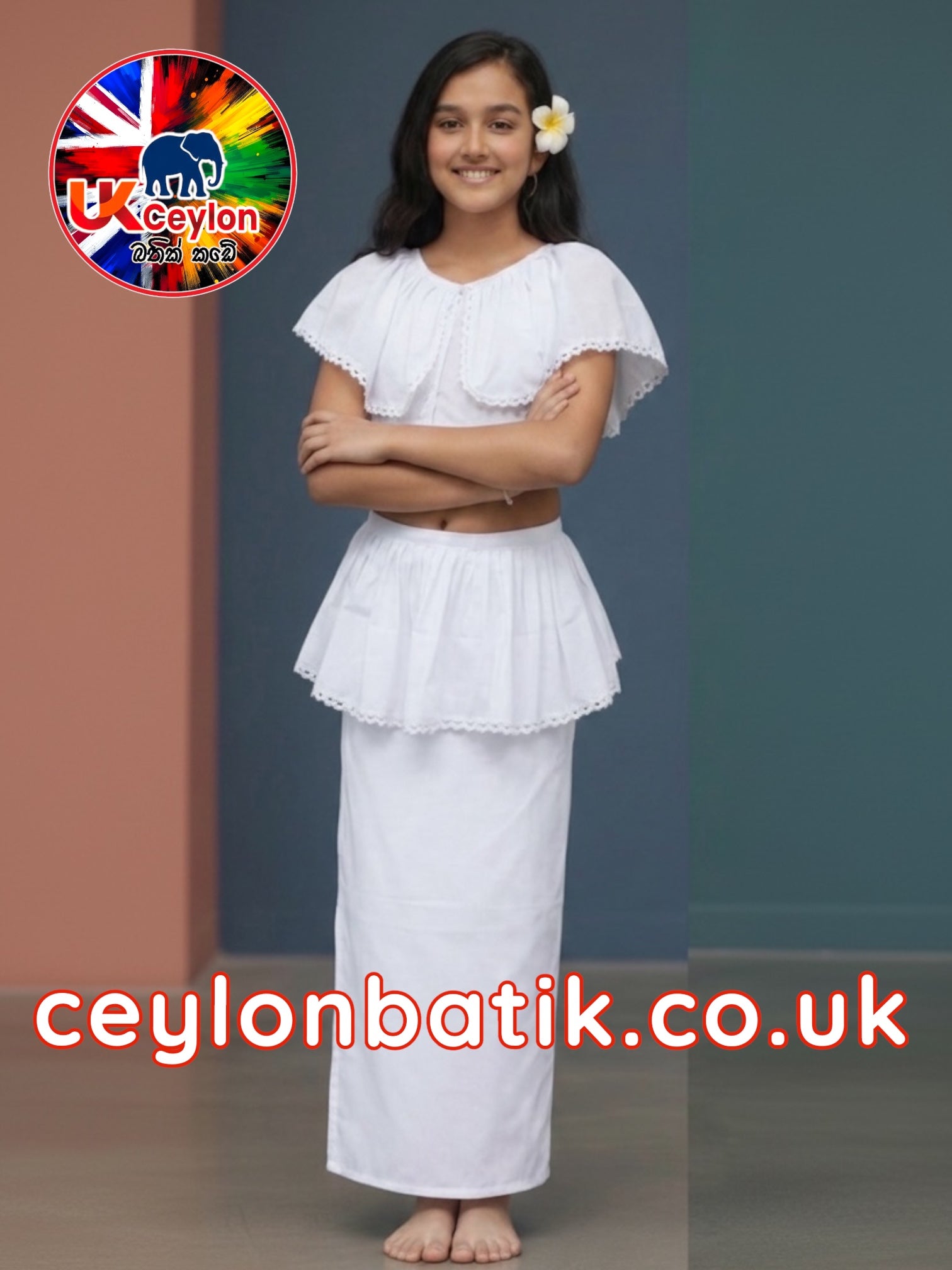 White Lama Saree | සුදු ළමා සාරිය