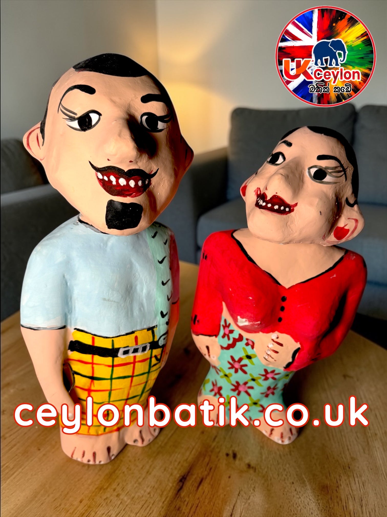 Ceylon Village Charm – Gamarala & Gama Hamine Couple Figurine ගමරාල & ගම හමිනේ ජෝඩුව